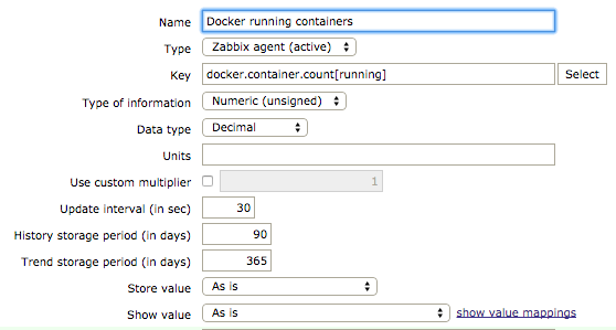 Number of running containers item 