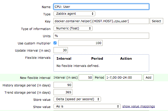 User CPU usage for a container